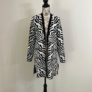 Alexandra + Oak Women's Zebra Print Open Cardigan, Long Sleeve, Size Small